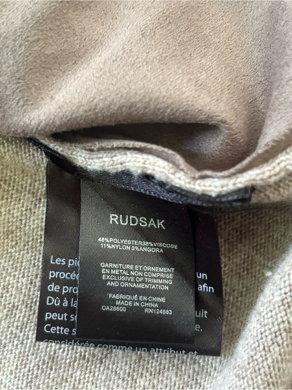 RUDSAK Women’s Taupe Faux Suede Sweater Dress Angora Blend - Picture 10 of 12